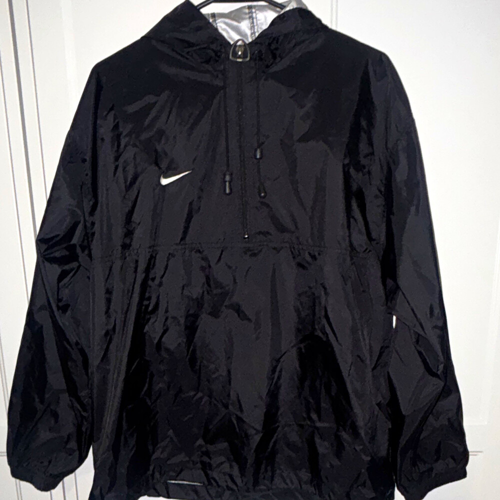 Nike Men's Hooded 1/4 Zip Windbreaker Jacket Lightweight Pockets Black S
